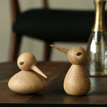 Птица с шипастым клювом Креативный подарок из цельного дерева ручной работы, украшение в скандинавском стиле, Дания, кукольная резьба по дереву, птица в мягком деко