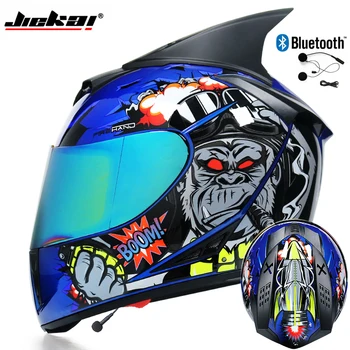 Мотоциклетный шлем электромобиль полнолицевой шлем с двойными линзами гоночный шлем Bluetooth Capacete de motocicleta lente dupla