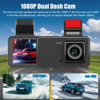 4.0In Dash Cam Автомобильный Видеорегистратор 24H HD 1080P Dash Camera Двухобъективный Видеомагнитофон 1080P Black Box Cycle Dashcam Зеркало Для Вождения Рекордер
