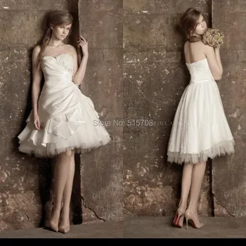 Потрясающее короткое белое свадебное платье с открытой спиной Длиной до колен, Трапециевидное Короткое Садовое свадебное платье на заказ