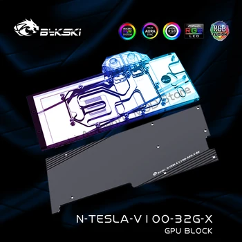 Bykski N-TESLA-V100-32G-X, Блок графического процессора для Радиатора видеокарты NVIDIA TESLA V100 32GB FHHL, Водяной охладитель VGA 12V/5V RGB