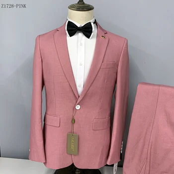 2023 Новый Мужской комплект Премиум-класса, Розовый Костюм, Классический Однобортный Праздничный Офисный Свадебный комплект из двух предметов (куртка + брюки)