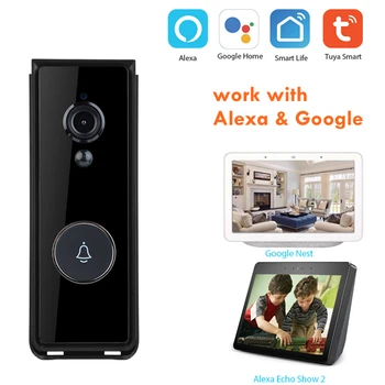 Камера дверного звонка Tuya, Умный дом, HD 1080P, водонепроницаемый видеодомофон, дверной звонок, зарядка через USB, двусторонний звук с шумоподавлением