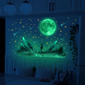 3 шт., Лунный метеор, светящаяся звезда, наклейка на стену, Спальня, гостиная, светящаяся креативная паста, Самоклеящаяся декоративная наклейка на стену