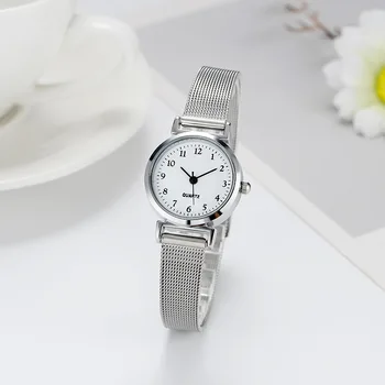 Женские часы в художественном стиле, Женский модный маленький стальной ремень, простые женские часы, студенческие кварцевые часы в корейском стиле