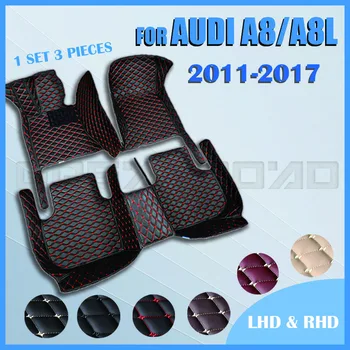 Автомобильные коврики для AUDI A8/A8L (четыре сиденья) 2011-2017 2012 2013 2014 2015 Пользовательские автомобильные накладки для ног, ковровое покрытие, аксессуары для интерьера