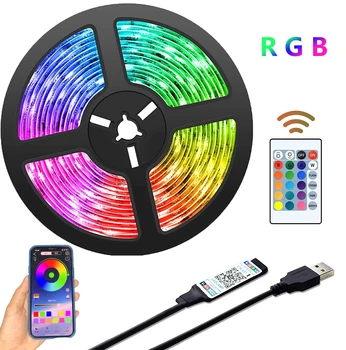Светодиодные ленты с питанием от Bluetooth и USB, светодиодные ленты с пультом дистанционного управления, RGB 2835, меняющая цвет, светодиодная подсветка телевизора для домашнего декора
