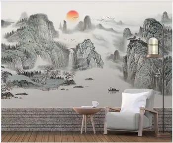 Настенная роспись на заказ 3d настенная роспись на стене пейзаж восхода солнца в китайском стиле домашний декор фотообои в гостиной