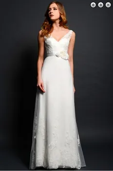 бесплатная доставка Новая мода макси 2018 невесты вечерние платья плюс размер белое длинное кружевное свадебное платье платья подружек невесты