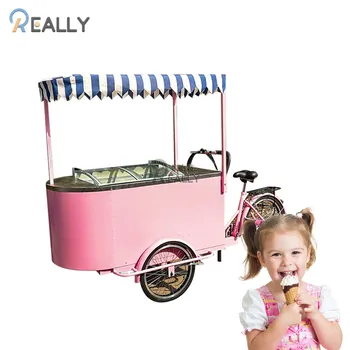 OEM Pedal Assist 3 Wheel Tricycle Adult Food Ice Cream Bike Hard Ice Cream Vending Carts Для продажи