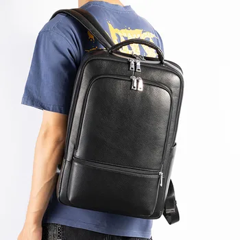 Кожаный рюкзак AETOO, мужской многофункциональный деловой рюкзак с USB-разъемом, модный рюкзак большой емкости для отдыха