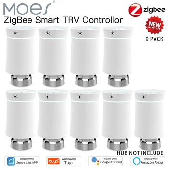 MOES ZigBee3.0 TRV Tuya Клапан привода радиатора Умный программируемый Термостат Управление нагревателем Alexa Google Home voice