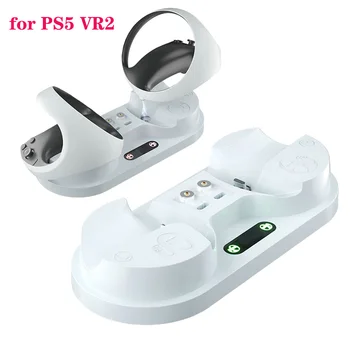 Док-станция для зарядного устройства контроллера для PS5 VR2, двойная подставка для быстрой зарядки, подставка со светодиодной подсветкой, геймпад, джойстик, аксессуары для виртуальной реальности