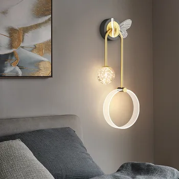 Лампа для домашнего декора, настенный светильник, хрустальные светодиодные светильники, прикроватная лампа для помещения, умная лампа