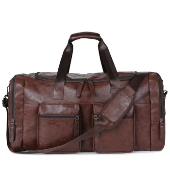 Дорожная сумка из искусственной кожи большого размера, мужская сумка для деловой поездки, Портативная огромная сумка для багажа на одно плечо, дорожная сумка для отдыха, Черный, коричневый
