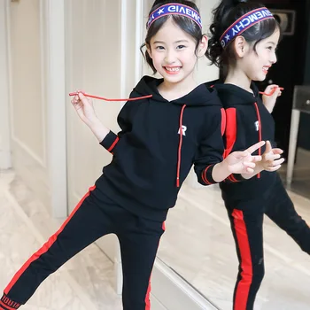 Детский костюм 2018 года, весенне-осенний новый спортивный костюм для корейских девочек, комплект из двух предметов для детского отдыха