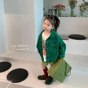 Куртка для маленьких девочек 2-7 лет, тренчи, Новая модная корейская куртка-ветровка для девочек, весенне-осенняя детская одежда