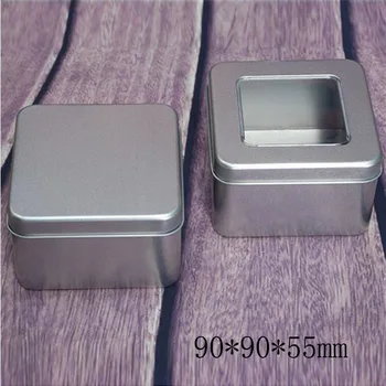 Размер: квадратная жестяная коробка 90x90x55 мм, пищевая жестяная банка, жестяная коробка для чая, подарочная металлическая жестяная коробка из ПВХ, оконная коробка