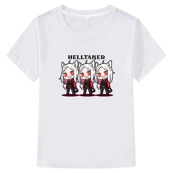Helltaker/ Милая футболка с героями мультфильмов, футболка в стиле Аниме Харадзюку, Популярная футболка из 100% хлопка для больших мальчиков/девочек, Модные футболки с коротким рукавом