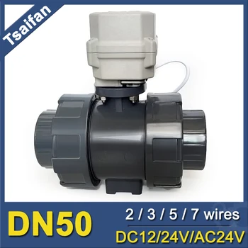 DN50 UPVC Электрический шаровой кран True Union DC12 DC24V AC24V Моторизованный водяной клапан с автоматическим управлением для подачи воды в бассейн