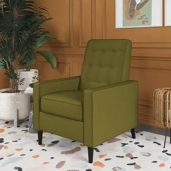 Кресло с откидной спинкой, Современное Акцентное Кресло середины века, Оливково-Зеленое Постельное Белье, Мебель Для гостиной, Кресло Для гостиной, Удобное