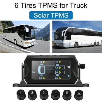 Цифровая ЖК-сигнализация Беспроводной Солнечный автомобиль RV Truck TPMS с 6 внешними датчиками Система контроля давления в шинах