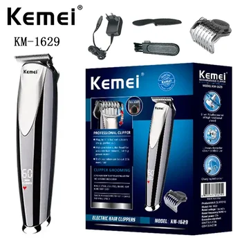 Электрический Триммер для волос, Перезаряжаемая Цифровая Машинка для стрижки волос Kemei KM-1629, Мужская Беспроводная Машинка для стрижки, Машинная Стирка