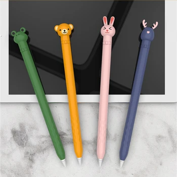 Силиконовый пенал для Apple Pencil 1, Противоударный чехол для Карандашей с Мультяшными милыми животными, Защитный чехол для пеналов