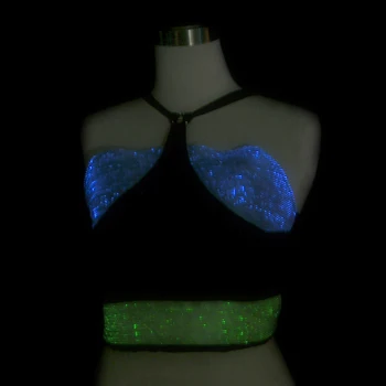 Костюм ИЗ оптического волокна LED Stage Performance DJ Одежда для ночного клуба Prop LED костюм бикини