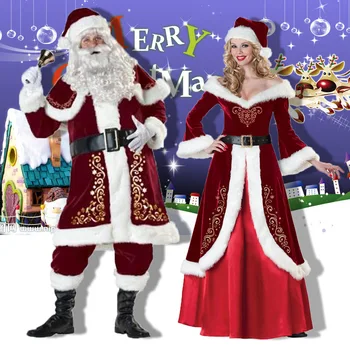 Роскошный мужской Рождественский костюм для Косплея Пара Санта-Клаус Униформа Праздник