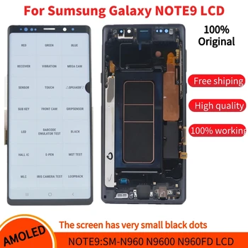 100% Оригинальный AMOLED Дисплей для SAMSUNG Galaxy NOTE9 N960 N960FD ЖК-дисплей с Черной Точкой, Замена Сенсорного экрана Digitizer