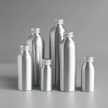 30шт 30 мл 50 мл 100 мл 150 мл Пустые алюминиевые бутылки с алюминиевой крышкой Для косметической упаковки, серебристый Металлический контейнер для масла из алюминия