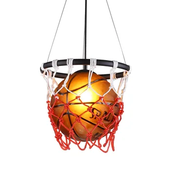 Ретро Лофт Креативный Стеклянный баскетбольный стиль LED 12W φ25 120cm Подвесной светильник на трубе, декоративная лампа для детской комнаты, детская