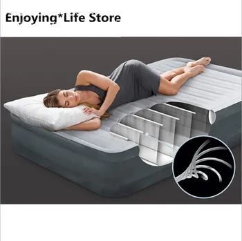 Надувной матрас Бытовая надувная кровать Одноместная Толстая Двухслойная кровать на воздушной подушке Встроенный электрический насос
