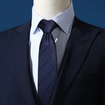 2022 Высококачественный Фирменный Новый Мужской Галстук в темно-синюю полоску 7 см, Повседневный деловой деловой костюм, галстуки для мужчин с подарочной коробкой