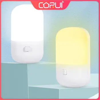 Энергосберегающий 3 Вт двухцветный ночной светильник с подключаемым переключателем, светодиодная розетка для питания, ночник для спальни, прикроватная лампа