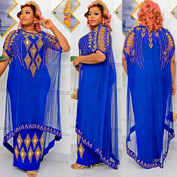 Африканские платья для женщин Больших размеров Африканская одежда Анкара Летнее платье с блестками Мусульманская свадебная вечеринка Длинное платье Макси