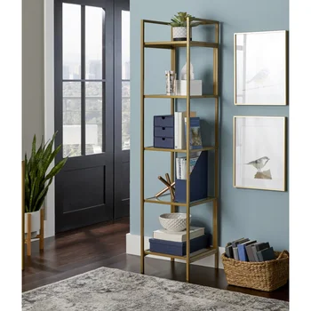 Узкий книжный шкаф Better Homes & Gardens Nola с золотой отделкой, Классические Книжные шкафы в классическом стиле