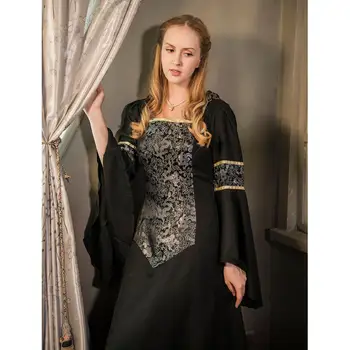 Косплей Diy Средневековое черное платье Для взрослых королевы Елизаветы Тюдор Платье L320