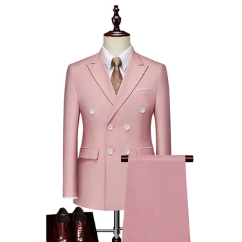 2023 Новое платье (куртка + брюки), Мужской деловой повседневный костюм, Двубортный Модный молодежный Популярный японский костюм 