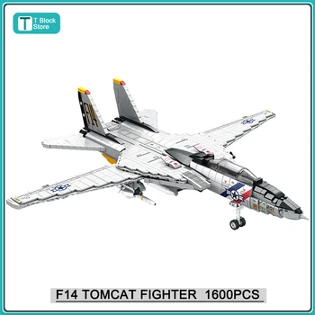Военный самолет США F-14 Tomcat, модель истребителя, строительные блоки, сделай САМ, Большие самолеты, Оружие, кирпичи, Детские игрушки, подарки на день рождения для мальчиков