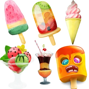 Три Ratels CP23 забавная красочная наклейка для мороженого, наклейка на холодильник, украшение магазина десертов