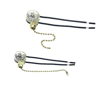2 шт. практичный выключатель вентилятора с цепочкой для потолочного вентилятора, замена лампы с цепочкой для переключения (случайный цвет)