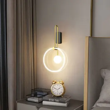 Современная прикроватная светодиодная настенная лампа для спальни Акриловый световод Внутреннее освещение для гостиной, прохода, домашнего бра AC85-265V