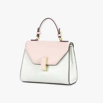 Новая Женская сумка из воловьей кожи, маленькая, свежая, контрастного цвета, ручная женская сумка на одно плечо