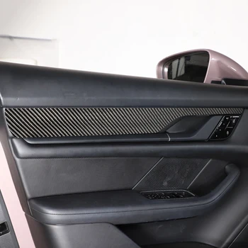 Для Porsche Taycan 2019 2020 2021 2022, Наклейки на внутреннюю дверную панель автомобиля из мягкого углеродного волокна, отделка, наклейки, Автомобильные аксессуары