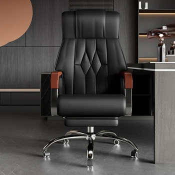 Спинка Черного офисного кресла, кожа, Эргономичный дизайн, Роскошное компьютерное кресло, Современная мебель для гостиной Fotel Biurowy