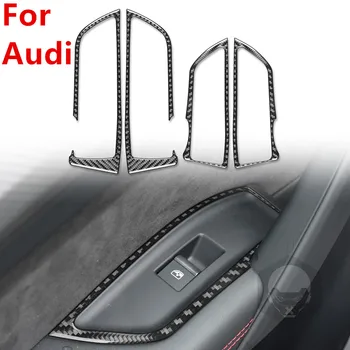 Для Audi Q5L 2018-2023 Отделка панели Стеклоподъемника Рамка Наклейка с отделкой из углеродного волокна Модификация интерьера Audi