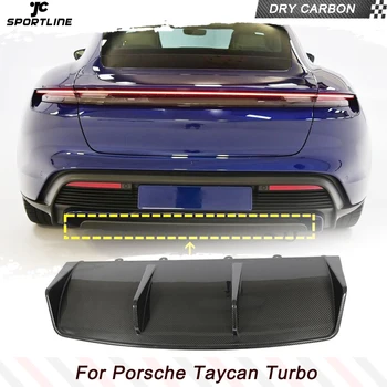 Настоящий Карбоновый Диффузор Заднего Бампера для Губ Porsche Taycan Turbo S Седан Dry Carbon Fiber Car Bumper Spoiler Kits 2019-2022