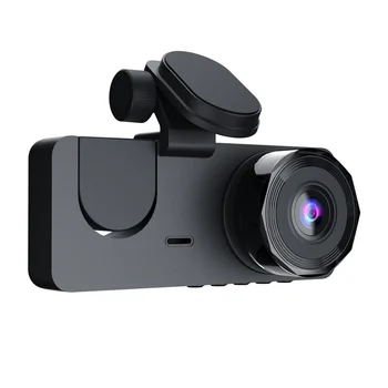 Видеорегистратор с 3 камерами 2 дюйма HD, автомобильный видеорегистратор спереди и сзади, Видеорегистратор для вождения, Запись цикла ночного видения, Обнаружение движения